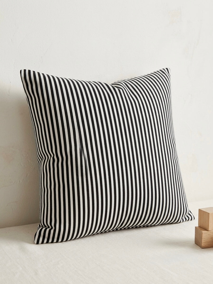 Black & White Striped Outdoor Cushion 50x50cm | Modern Patio Throw Pillow | Waterproof Garden Chair Cushion | Balcony & Deck Decor - Australian made