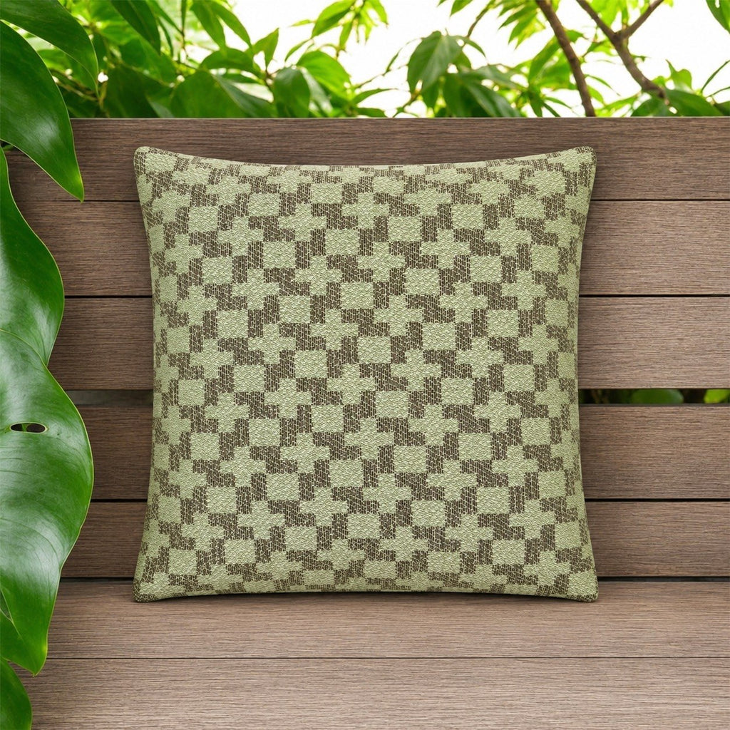 Indoor/outdoor complete cushion - 45 x 45 - Pattern with green, orange colors - Australian made