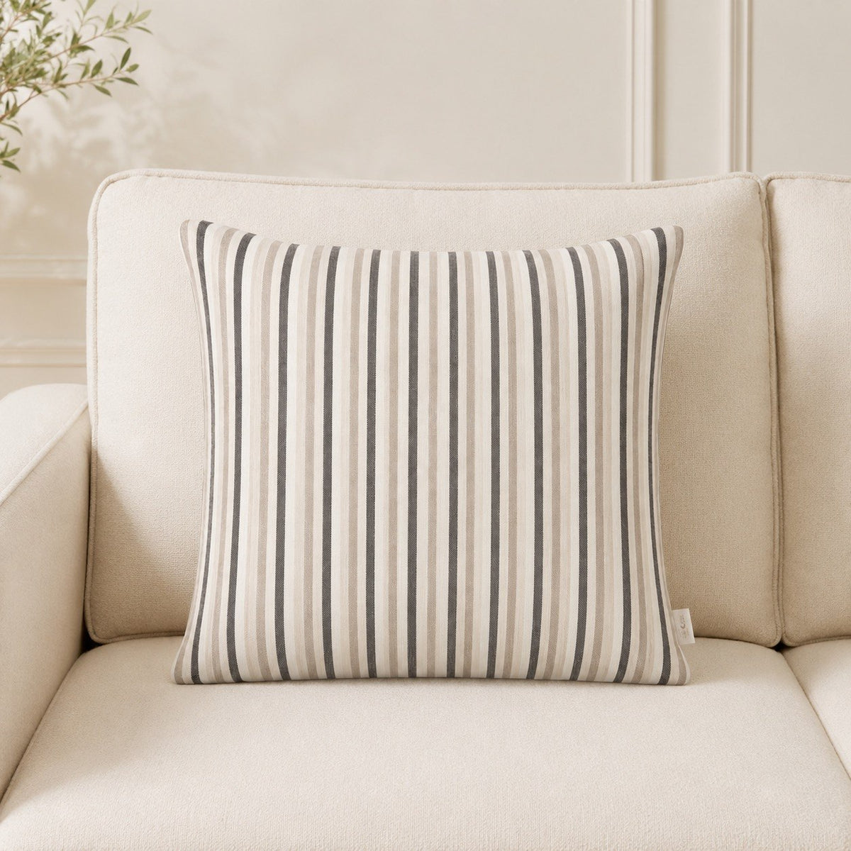 Indoor/Outdoor complete cushion - 45 x 45 - Blue/Grey/Green and White Stripes - Solution Dyed Acrylic - Fade Resistant - Australian made