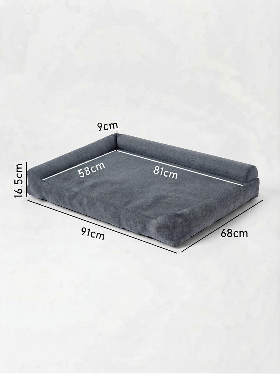 Dog bed - Indoor rectangle dog bed with L shape wall - 91 x 68 - Removable crushed foam insert - Australian made